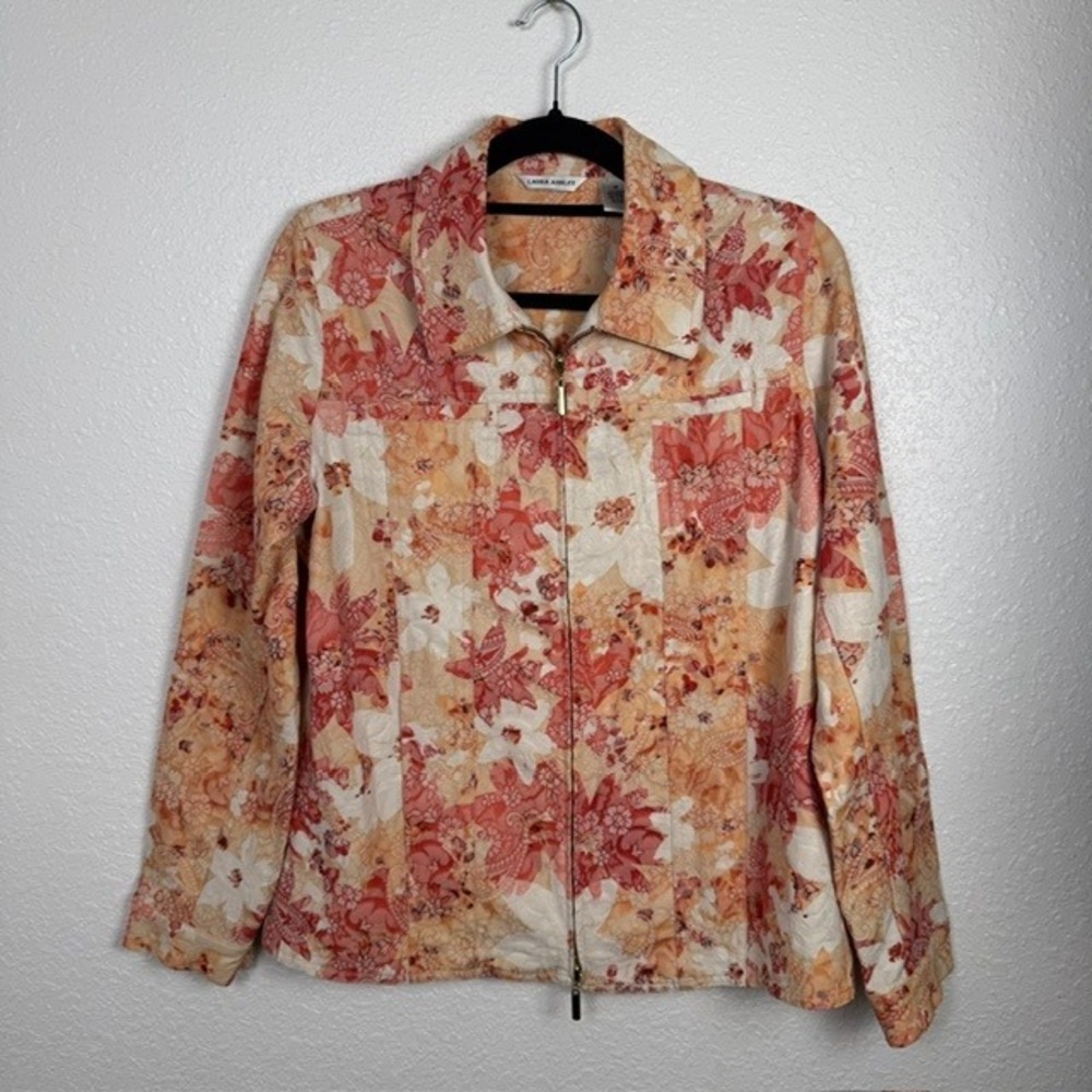 Laura Ashley Vintage Y2K Floral Zip-Up Jacket Lightweight‎ Paisley Orange Medium